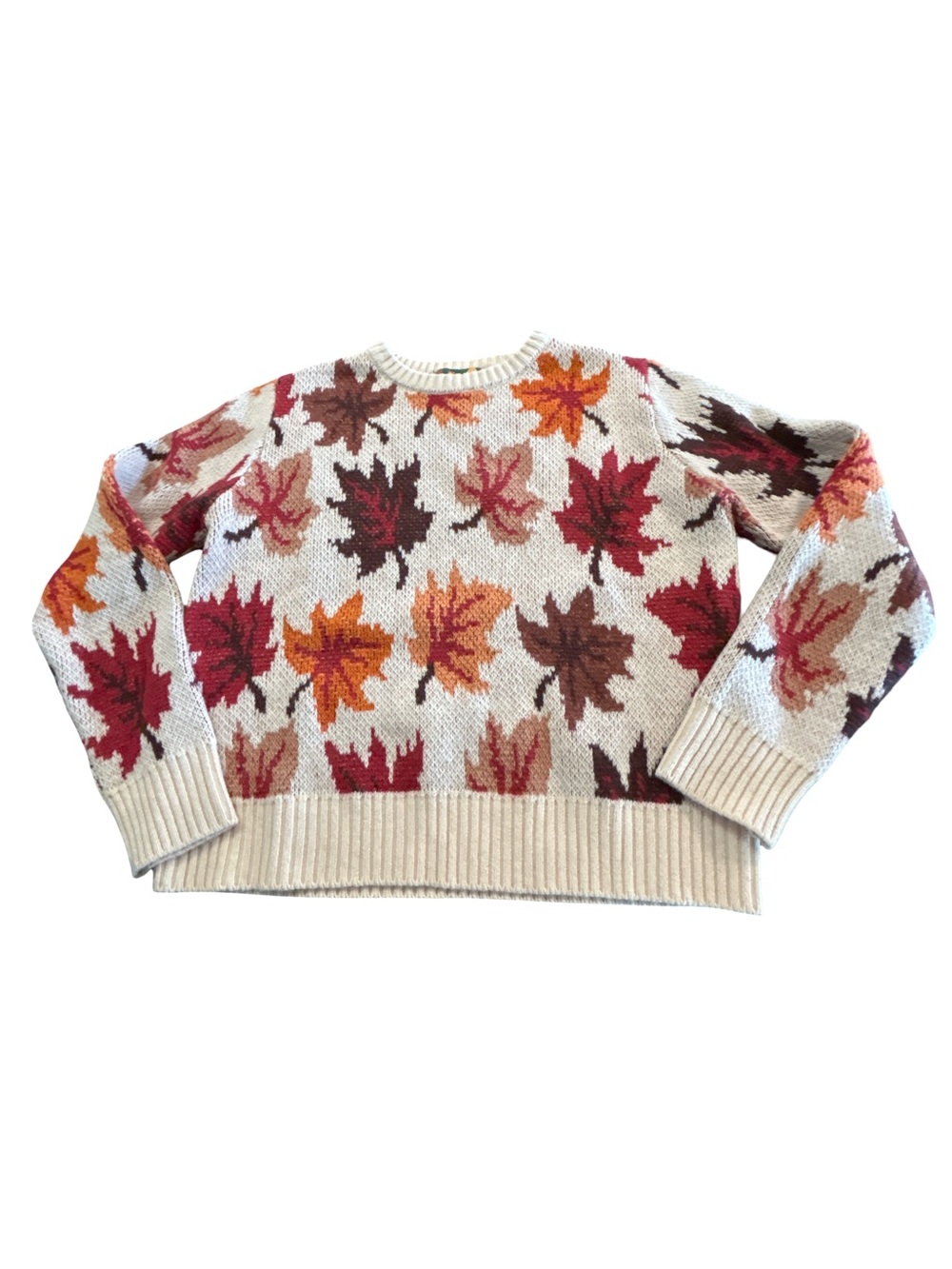 Kiel James Patrick Autumn Weather Leaf Sweater Medium Wool Blend Fall Preppy